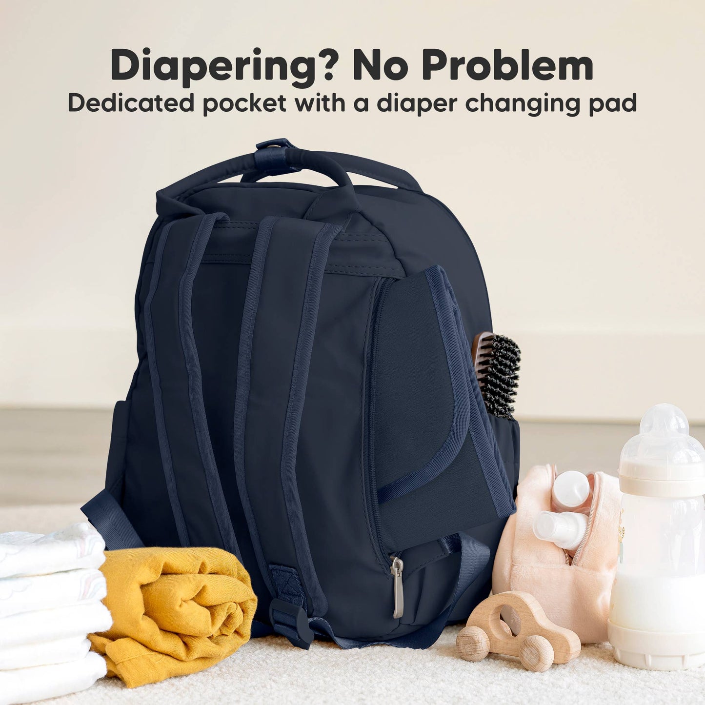 Play Diaper Bag Backpack, Baby Bag with Changing Pad: Navy Blue