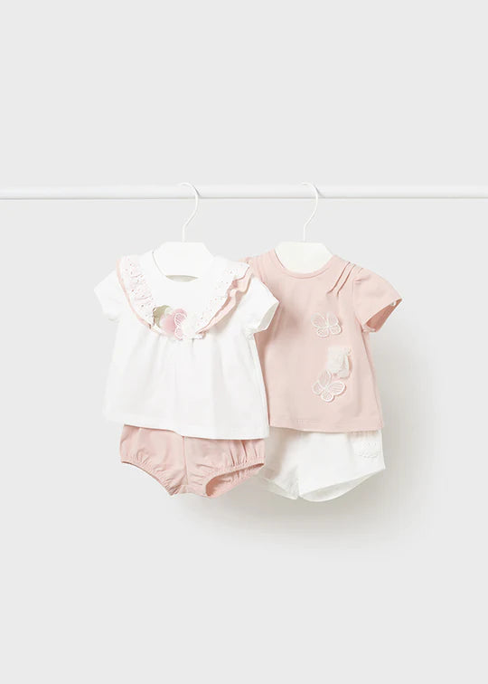 Nude Tee with White Pocket Shorts