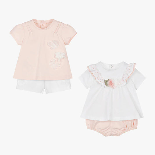 Nude Tee with White Pocket Shorts