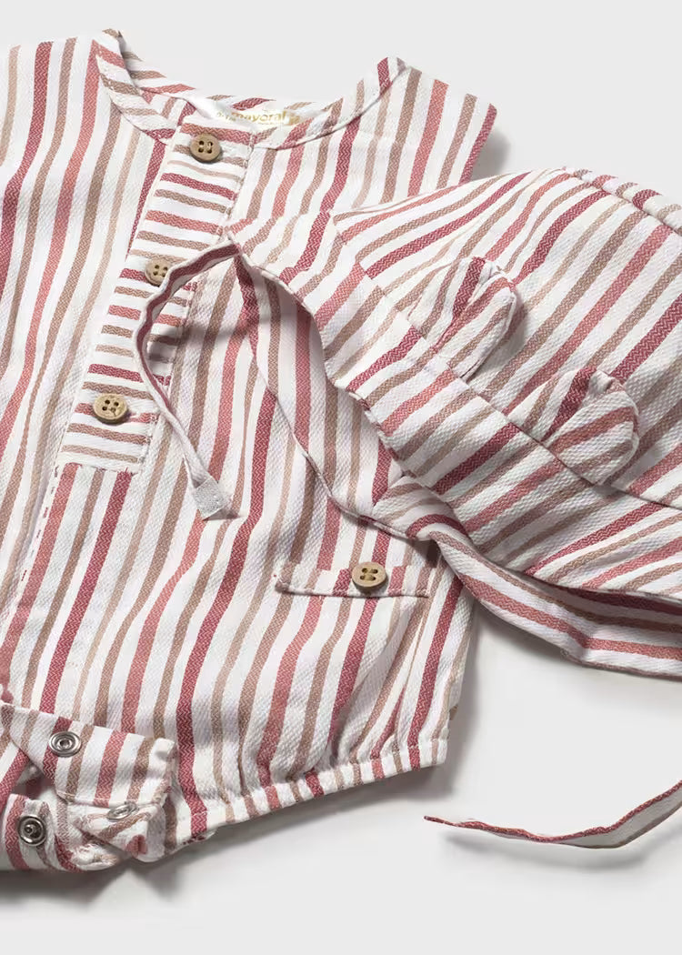 Mayoral 1614 Newborn Boy Printed Romper with Hat Set