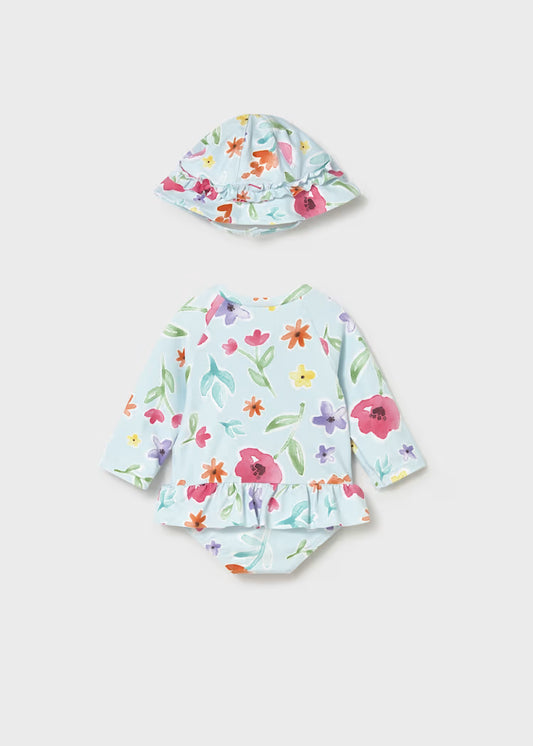 Mayoral 1634 Newborn Girl 2-Piece Swim Set with Sun Protection