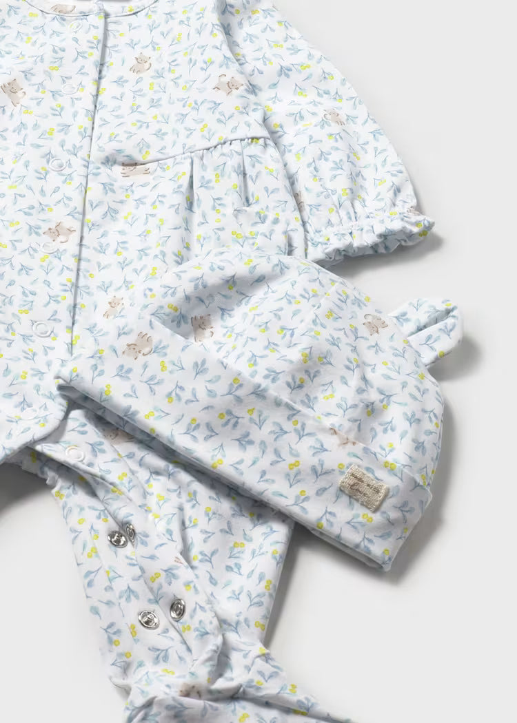 Mayoral 1706 Newborn Girl One-Piece Sleeper with Hat Set