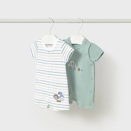 Striped Bike Embroidered Romper