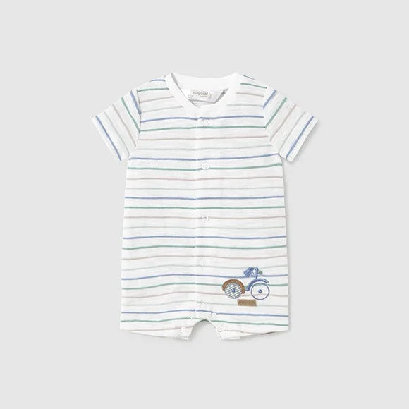 Striped Bike Embroidered Romper