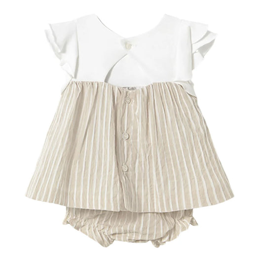 Khaki Stripe Ruffle Dress