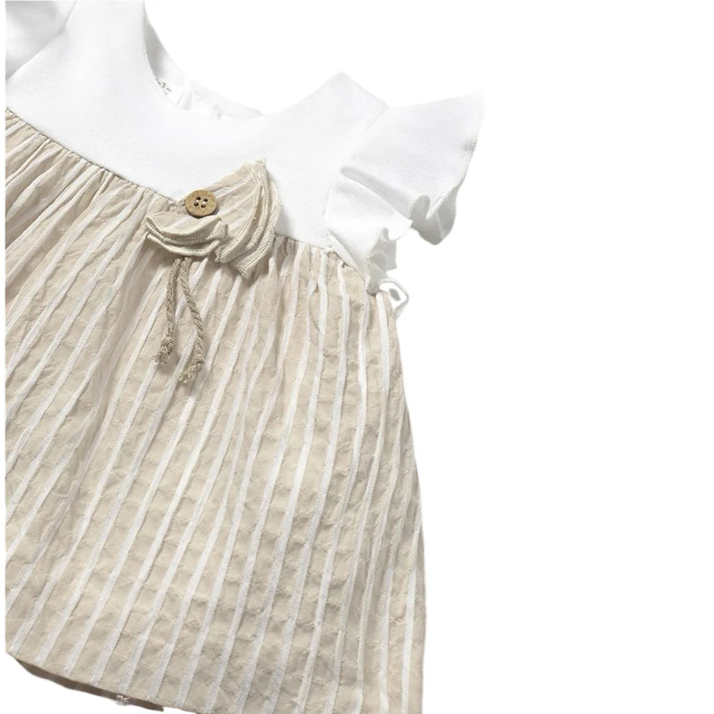 Khaki Stripe Ruffle Dress