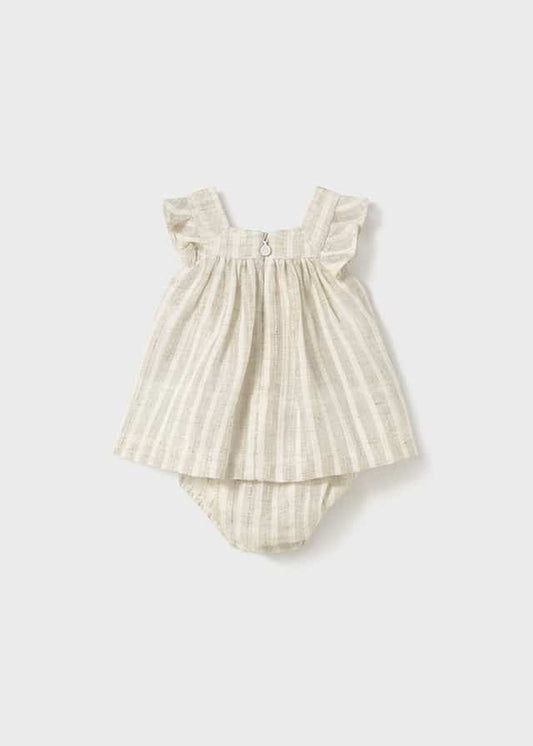 Khaki Stripe Flutter Sleeve Dress and Bloomers