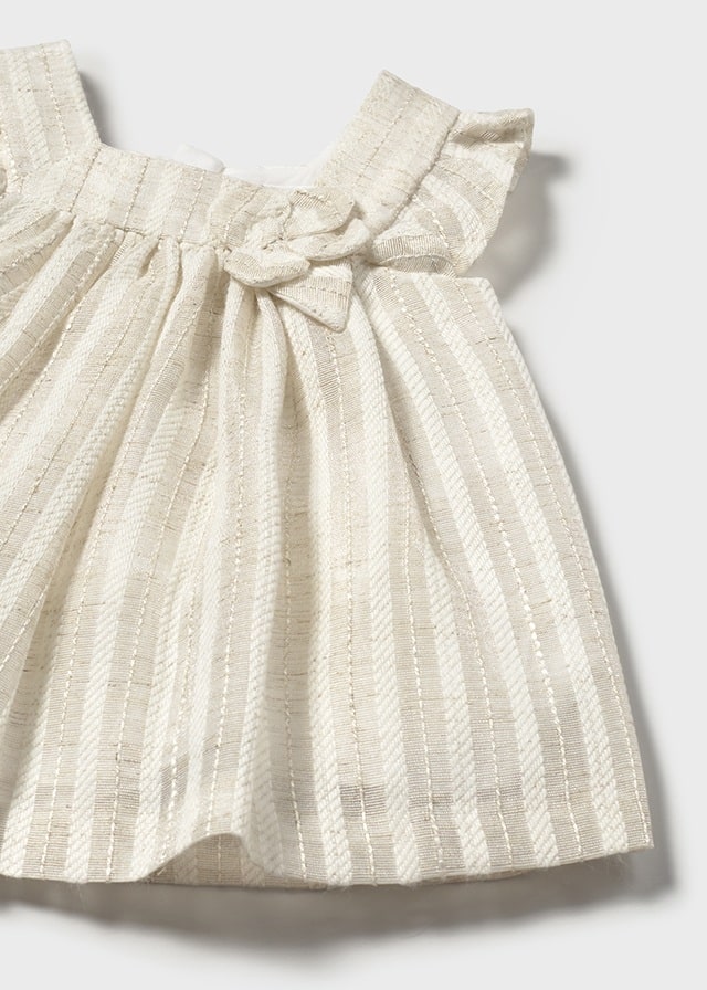 Khaki Stripe Flutter Sleeve Dress and Bloomers