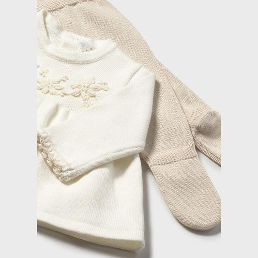 Mayoral 2553 Baby Girls Pants and Sweater Set - Soy
