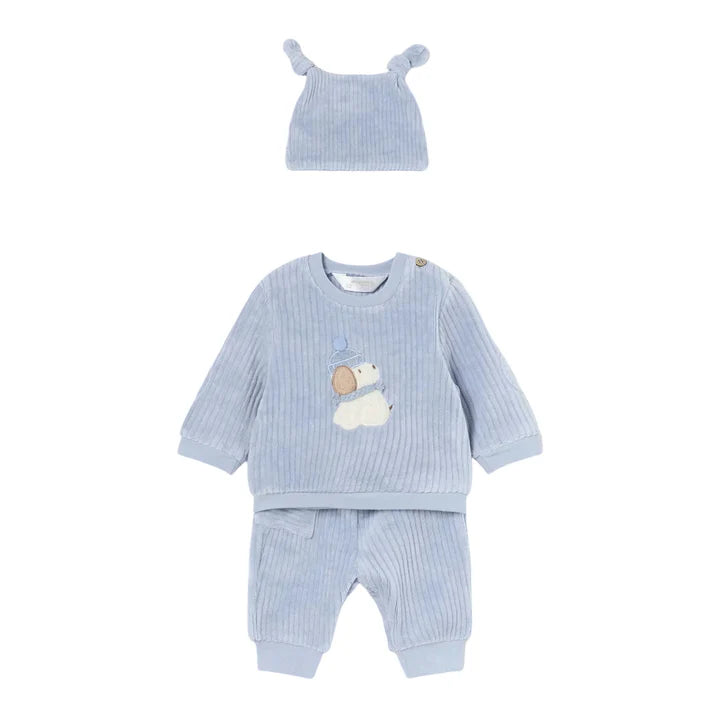Blue Baby 3pc Velour Set with Hat