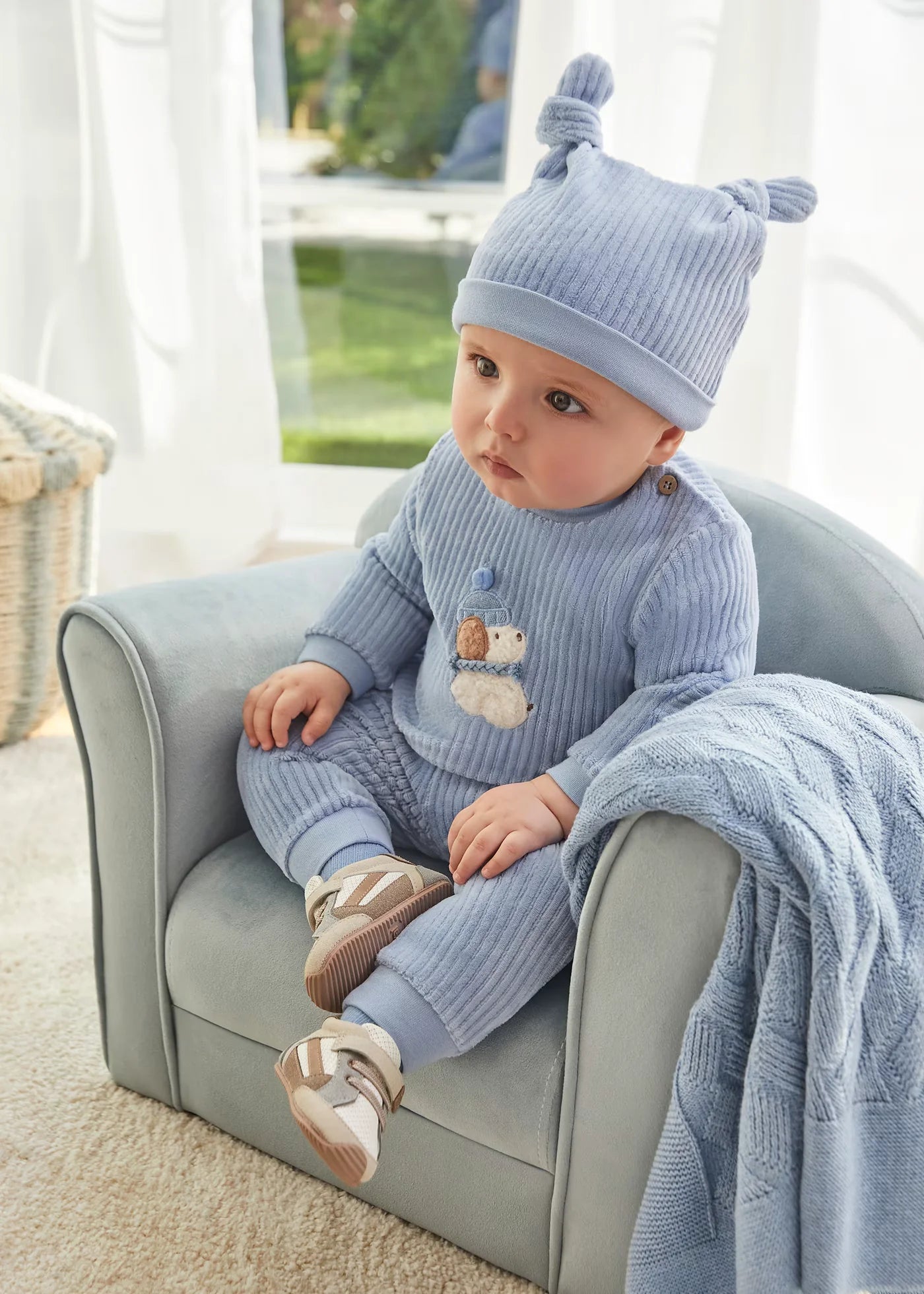 Blue Baby 3pc Velour Set with Hat