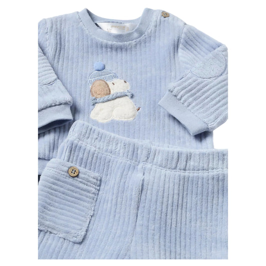 Blue Baby 3pc Velour Set with Hat