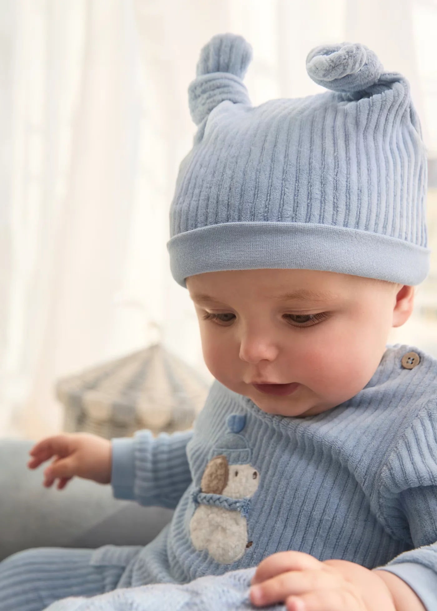 Blue Baby 3pc Velour Set with Hat