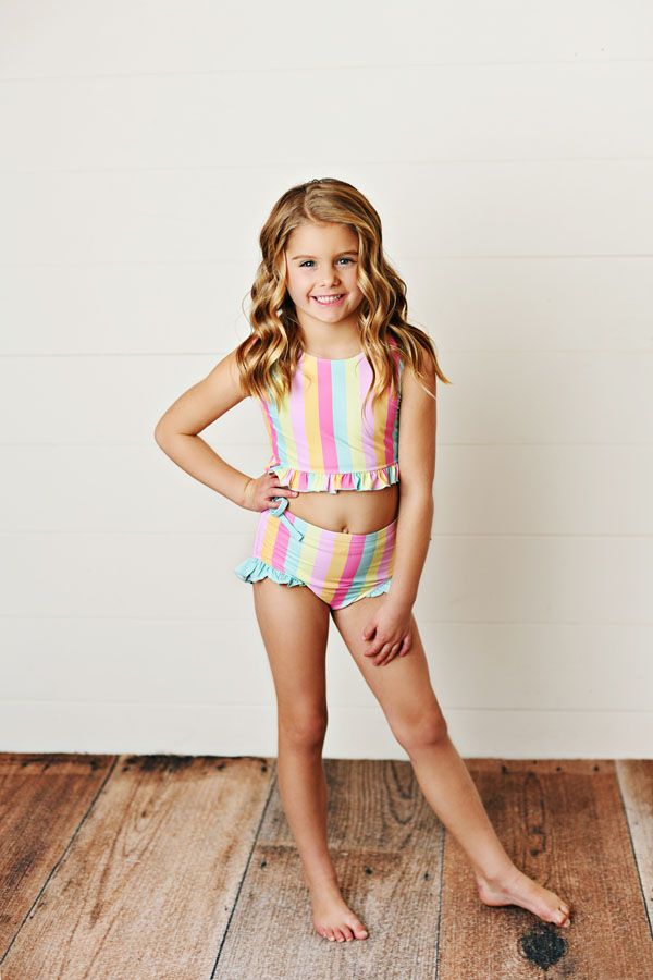 Rainbows Stripes UPF 50 2PC Swimsuit