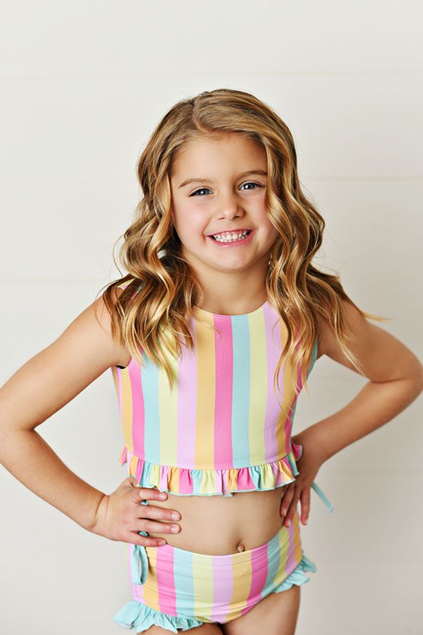 Rainbows Stripes UPF 50 2PC Swimsuit
