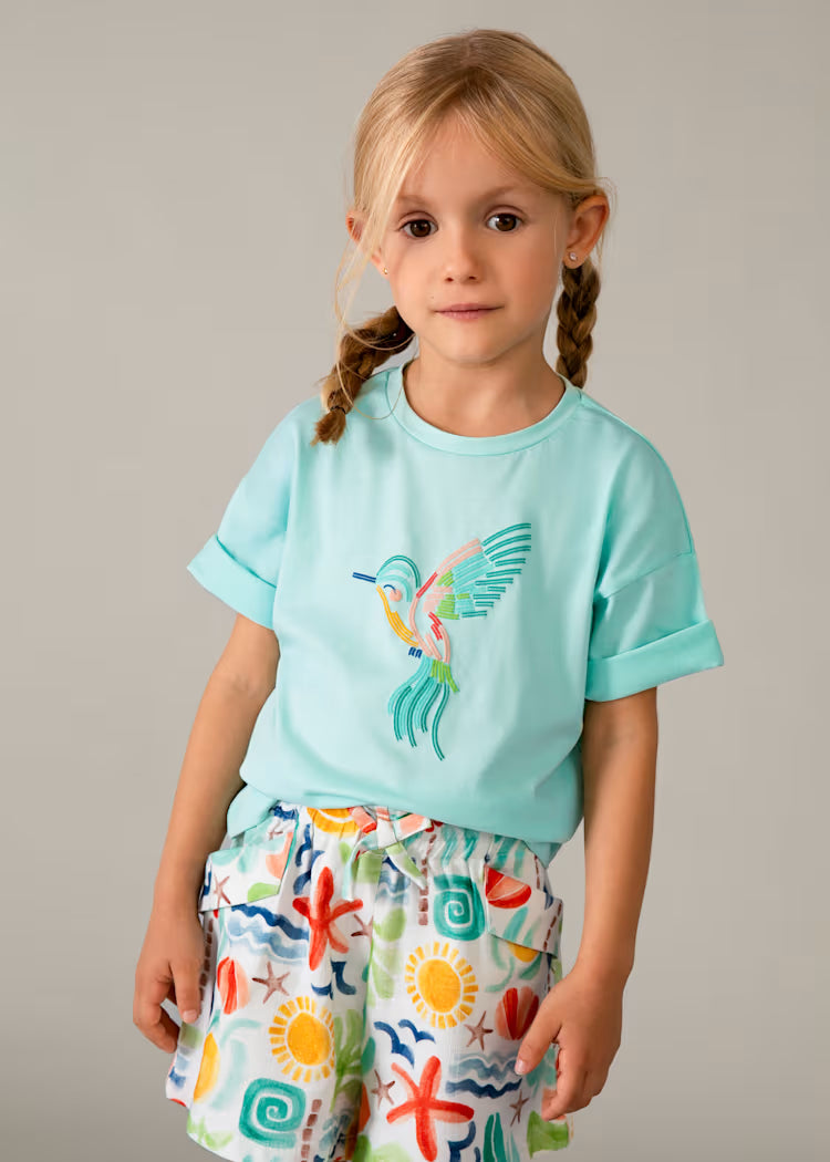 Mayoral 3016 Girl Drop Shoulder Hummingbird T-shirt