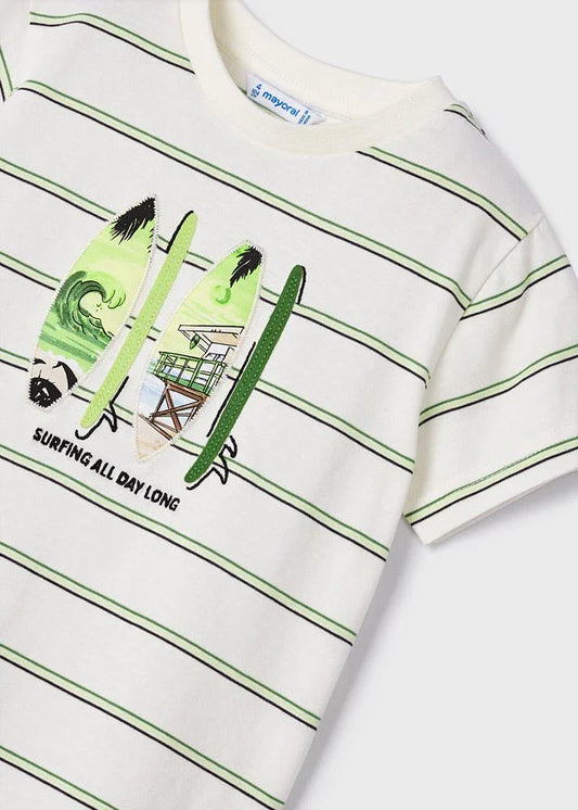 Green Stripe Surf Board Tee
