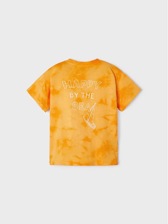 Orange Happy By The Sea Sailboat Tee