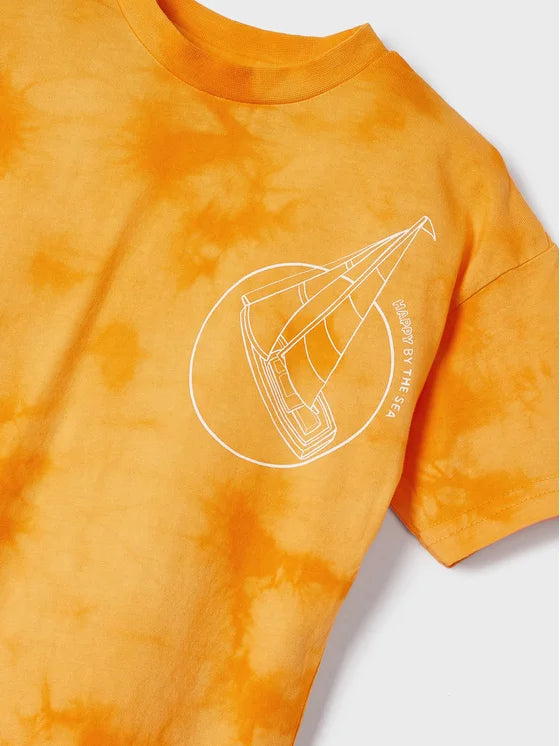 Orange Happy By The Sea Sailboat Tee