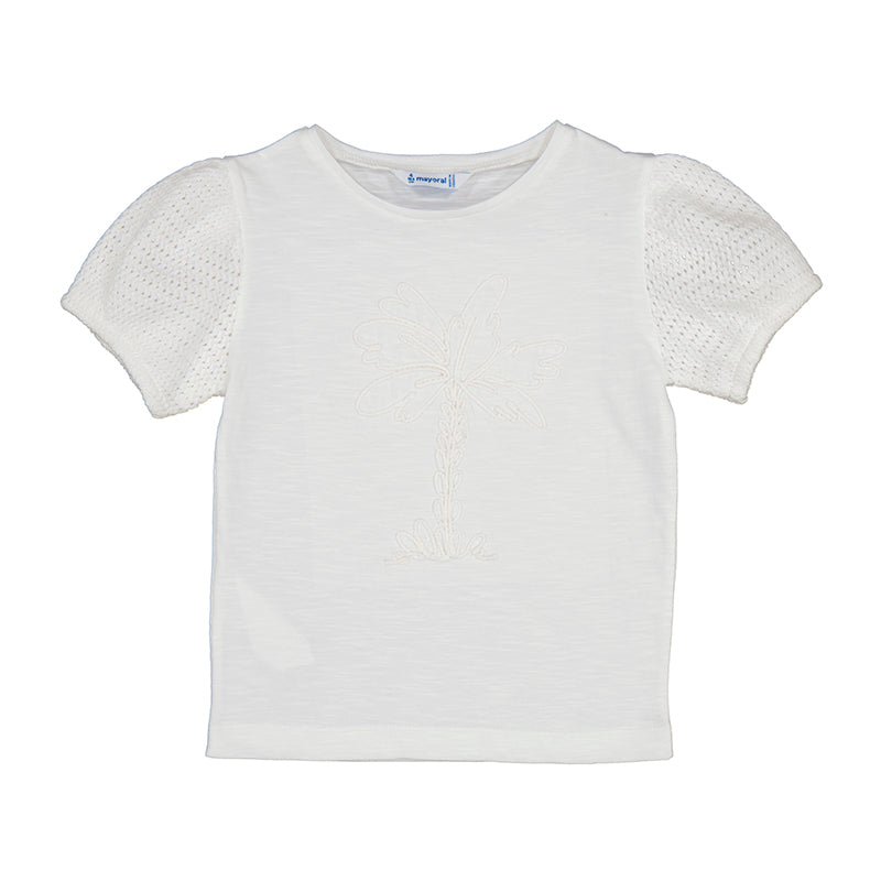 White Crochet Sleeve Tee