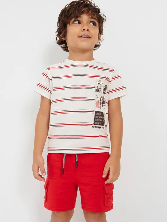 Red Knit Pull On Jogger Shorts