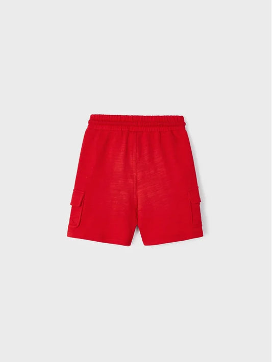 Red Knit Pull On Jogger Shorts