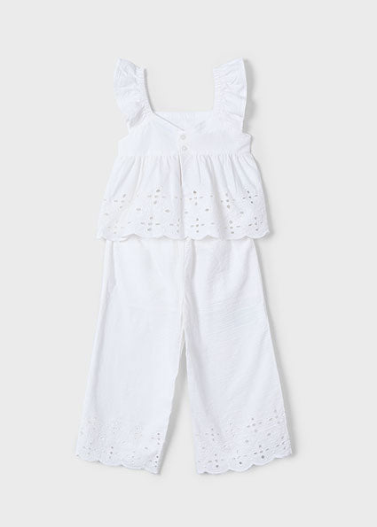 White Lace Tank and Crop Pants Set