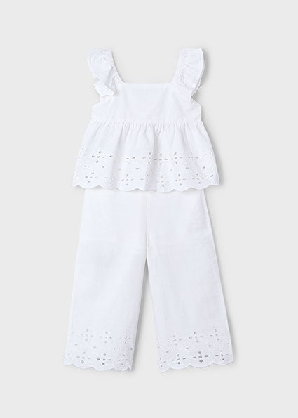 White Lace Tank and Crop Pants Set
