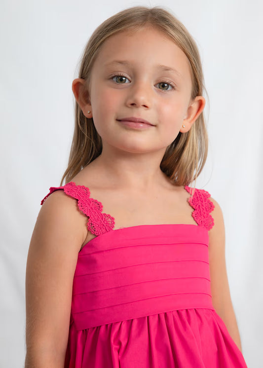 Mayoral 3926 Hot Pink Girl Satin Dress
