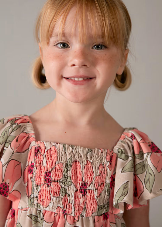Mayoral 3932 Girl Printed Smocked Dress