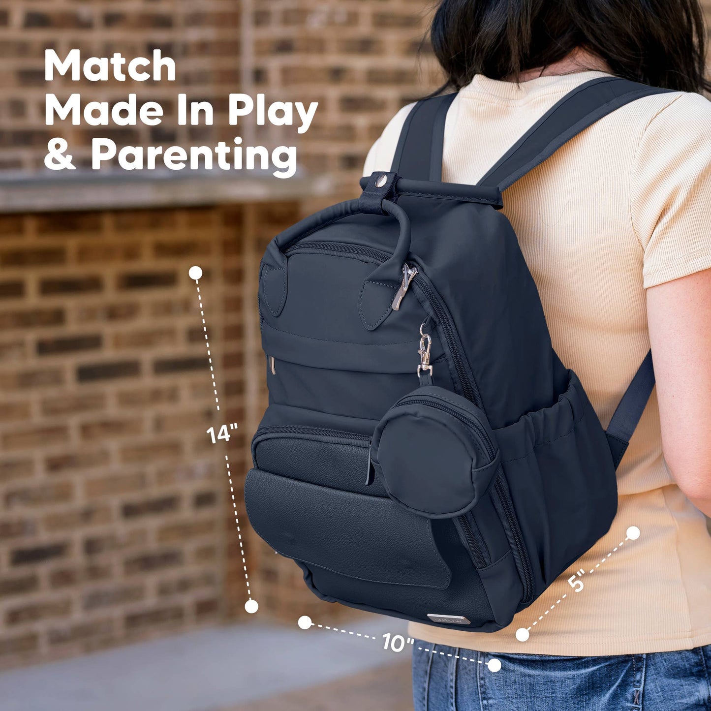 Play Diaper Bag Backpack, Baby Bag with Changing Pad: Navy Blue