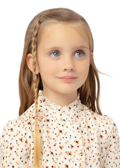 Tan and Navy Printed Blouse