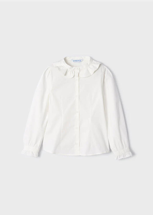 White Collar Button Up Blouse