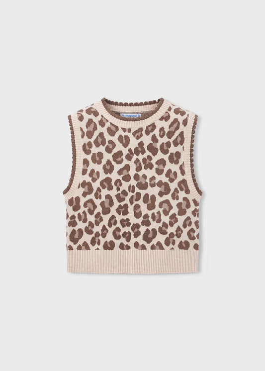 Mayoral 4329 Leopard Print Knit Vest