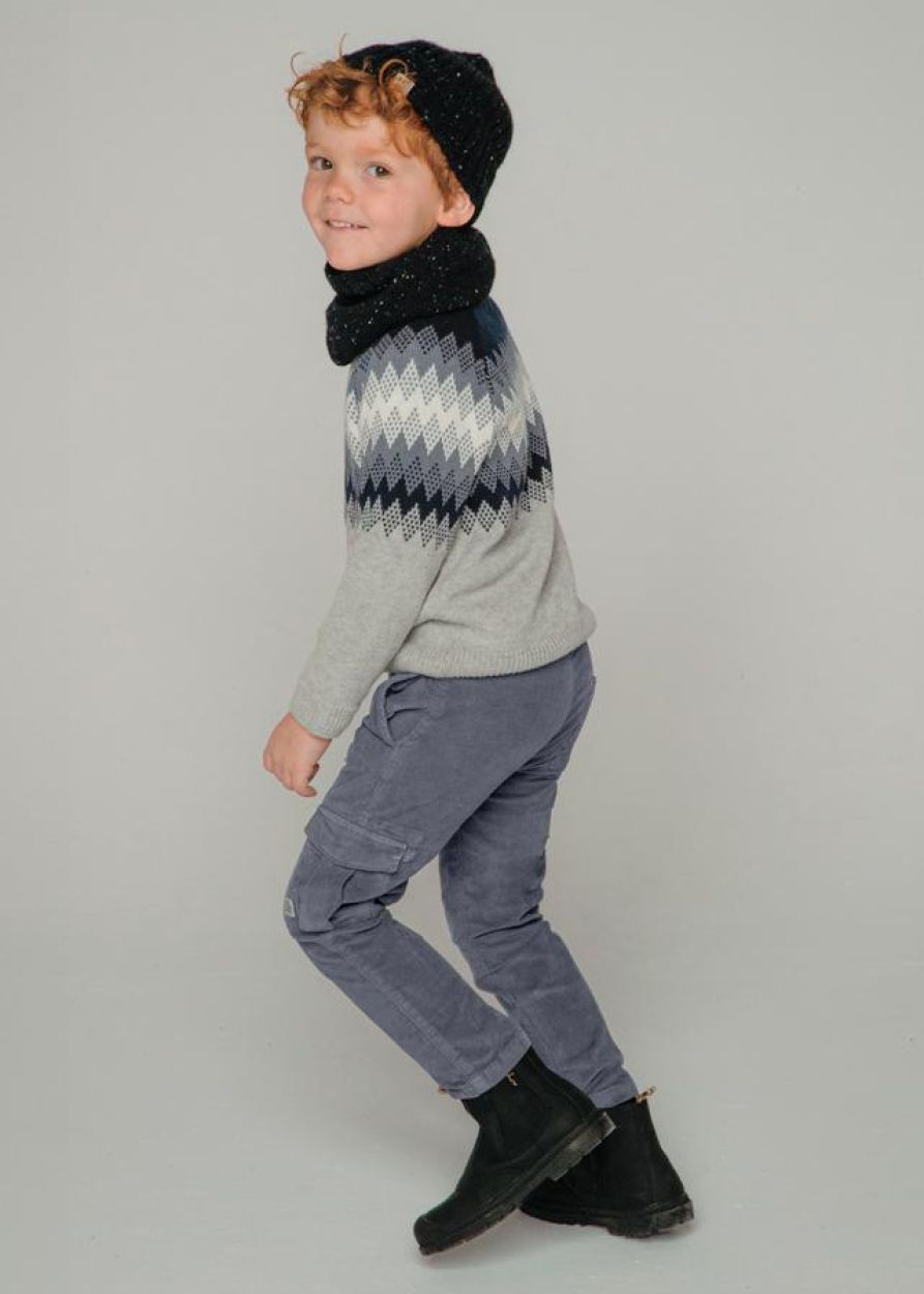Cloudy Gray Corduroy Straight Leg Cargo Pants