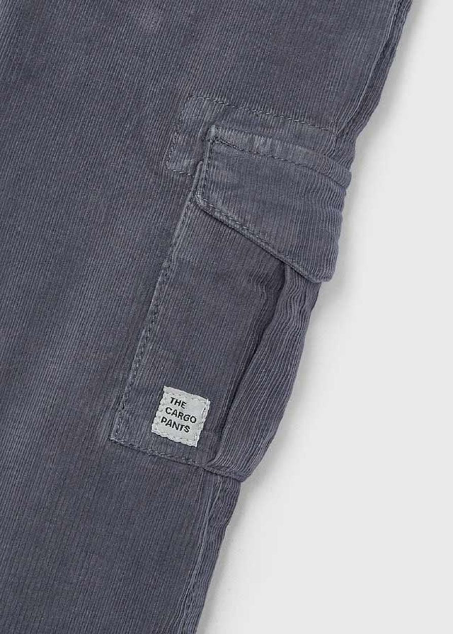Cloudy Gray Corduroy Straight Leg Cargo Pants