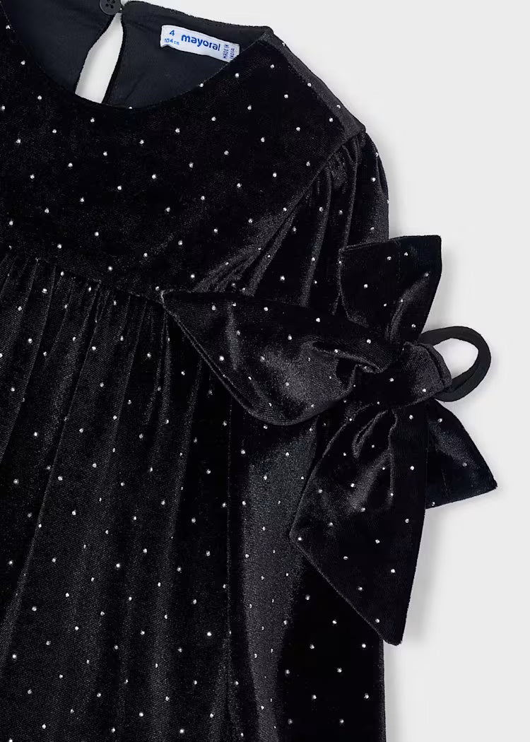 Mayoral 4930 Black Velvet Dress With Scrunchie