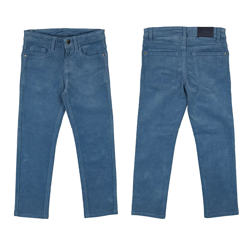 Stone Blue Basic Slim Fit Corduroy Pants