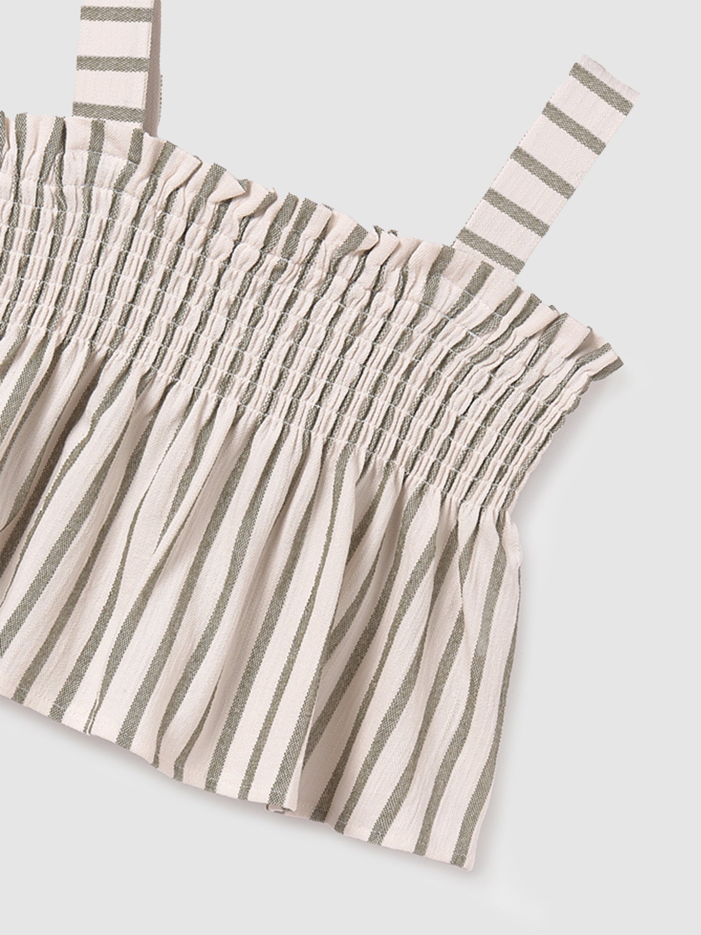 Green Striped Smock Top