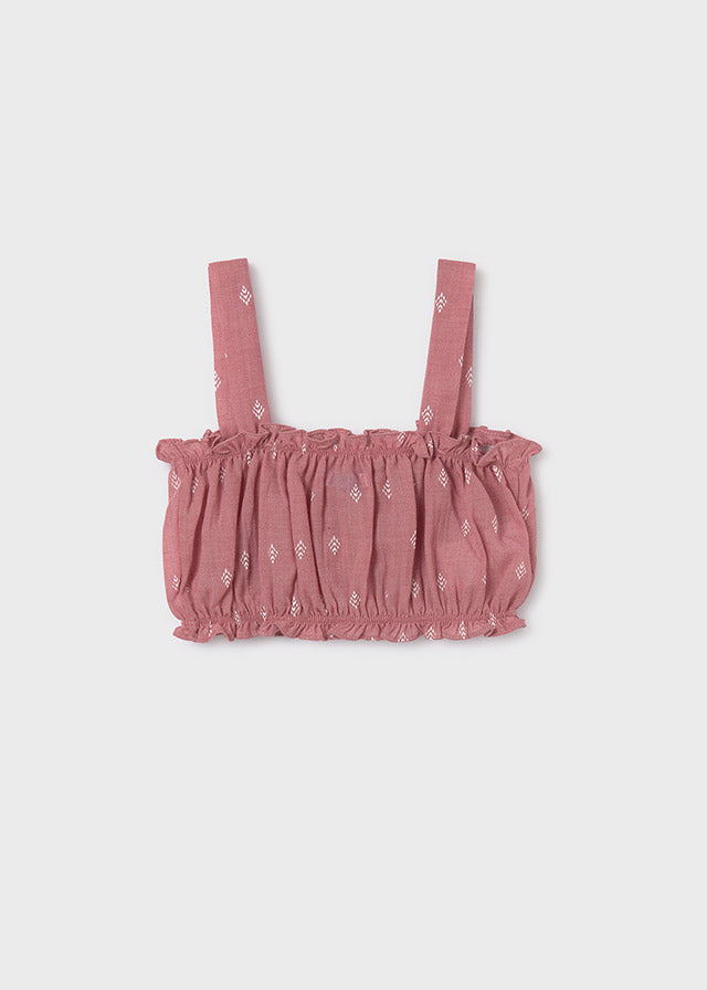 Blush Bandeau Top with Button Up