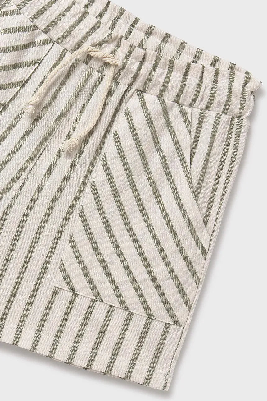 Striped Pull On Shorts in Green