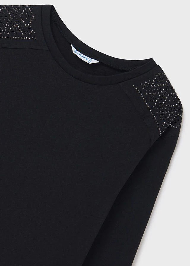 Studded Shoulder Long Sleeve Tee