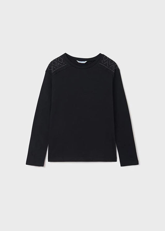 Studded Shoulder Long Sleeve Tee