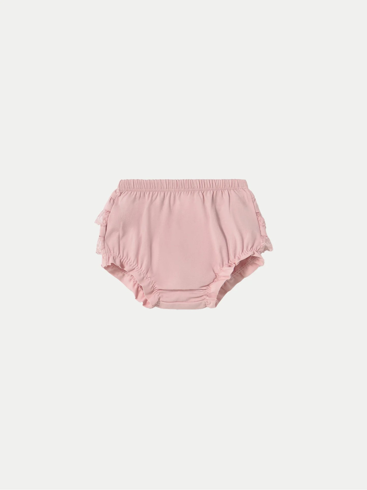 Pink Knit Ruffle Bloomers with Lace