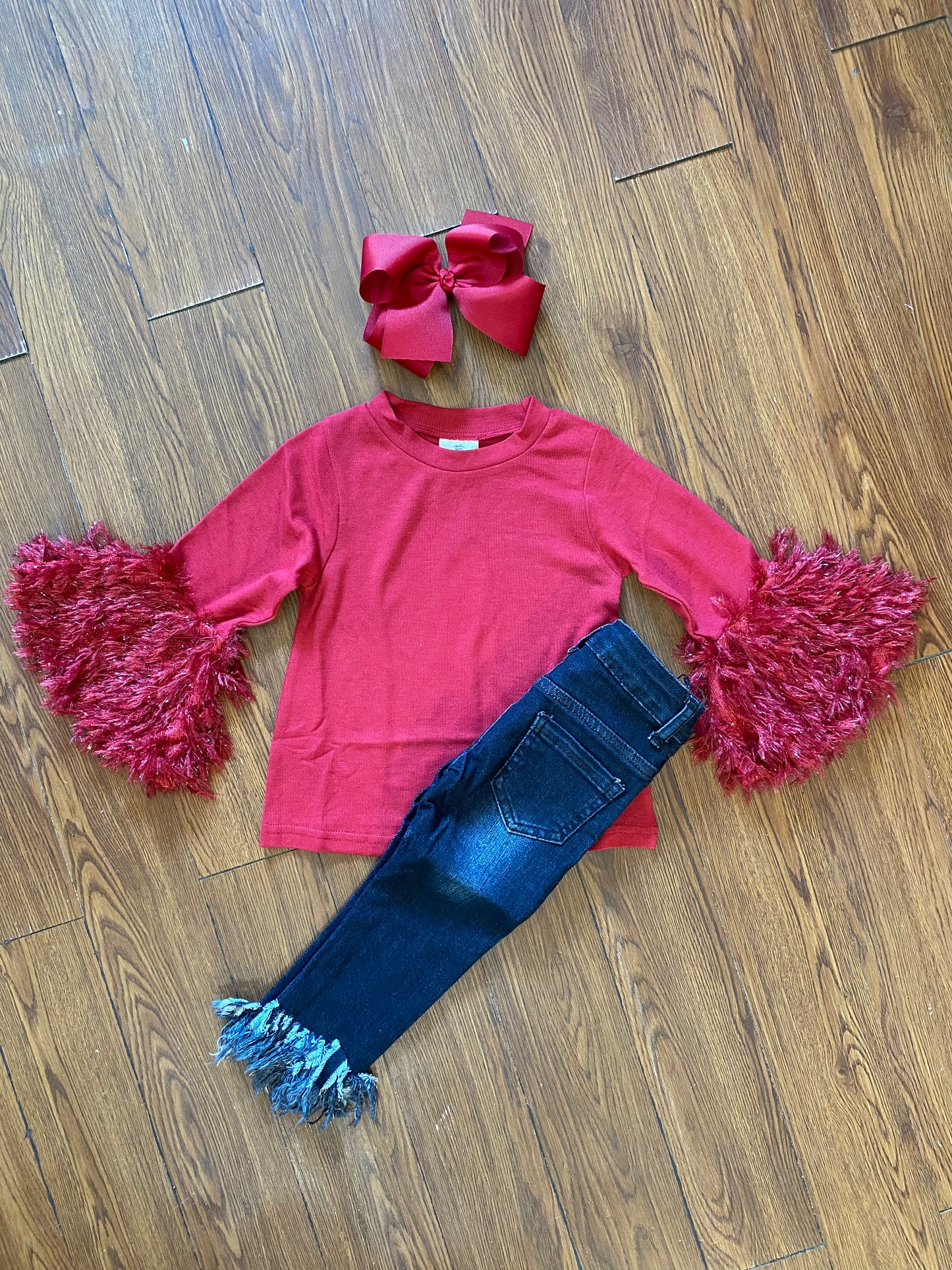 Frayed Bottom Distressed Jeans
