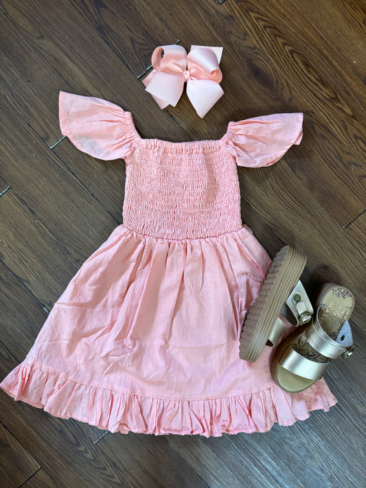 Coral Silver Stripe Lucy Dress