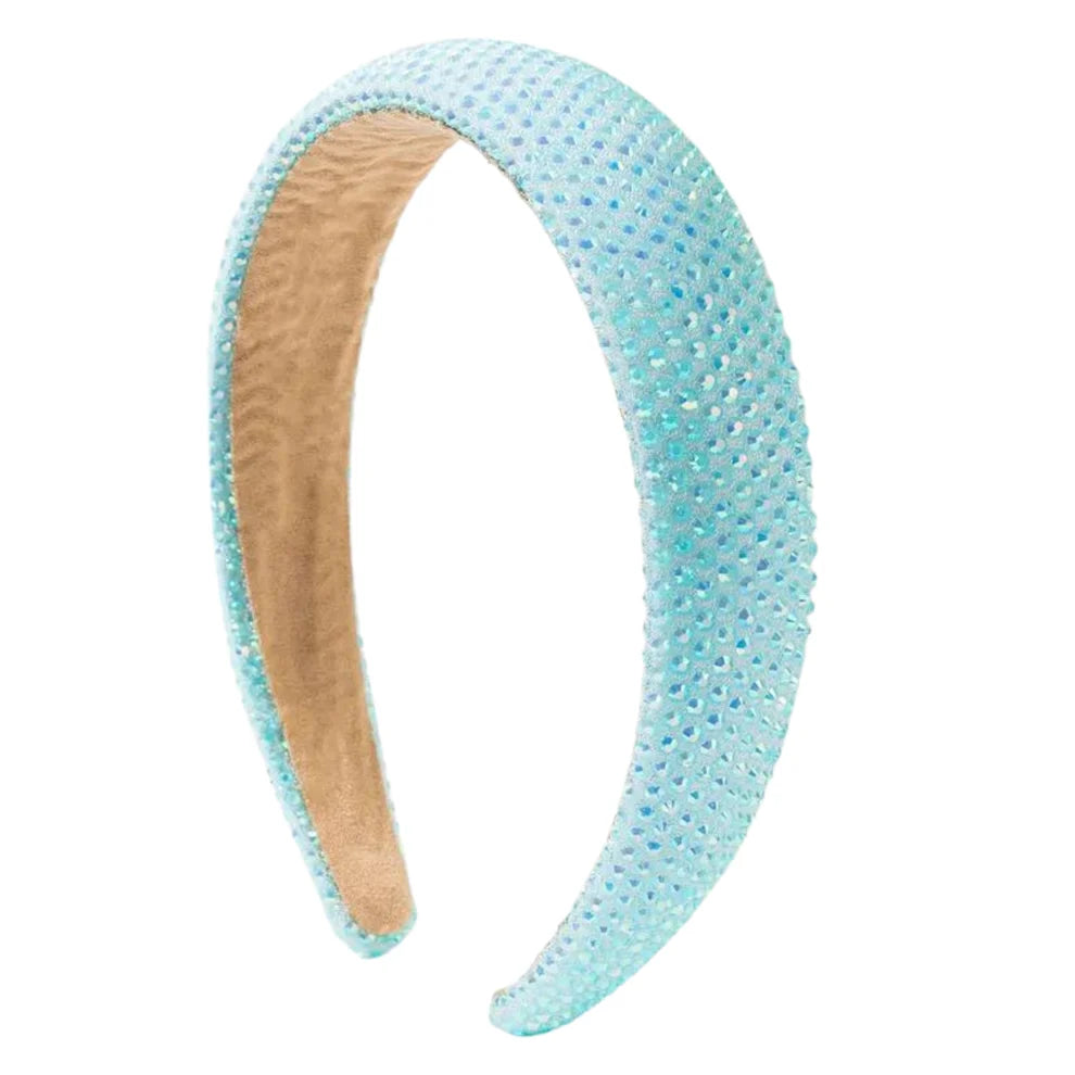 Medium Scattered Rhinestone Headband Aqua