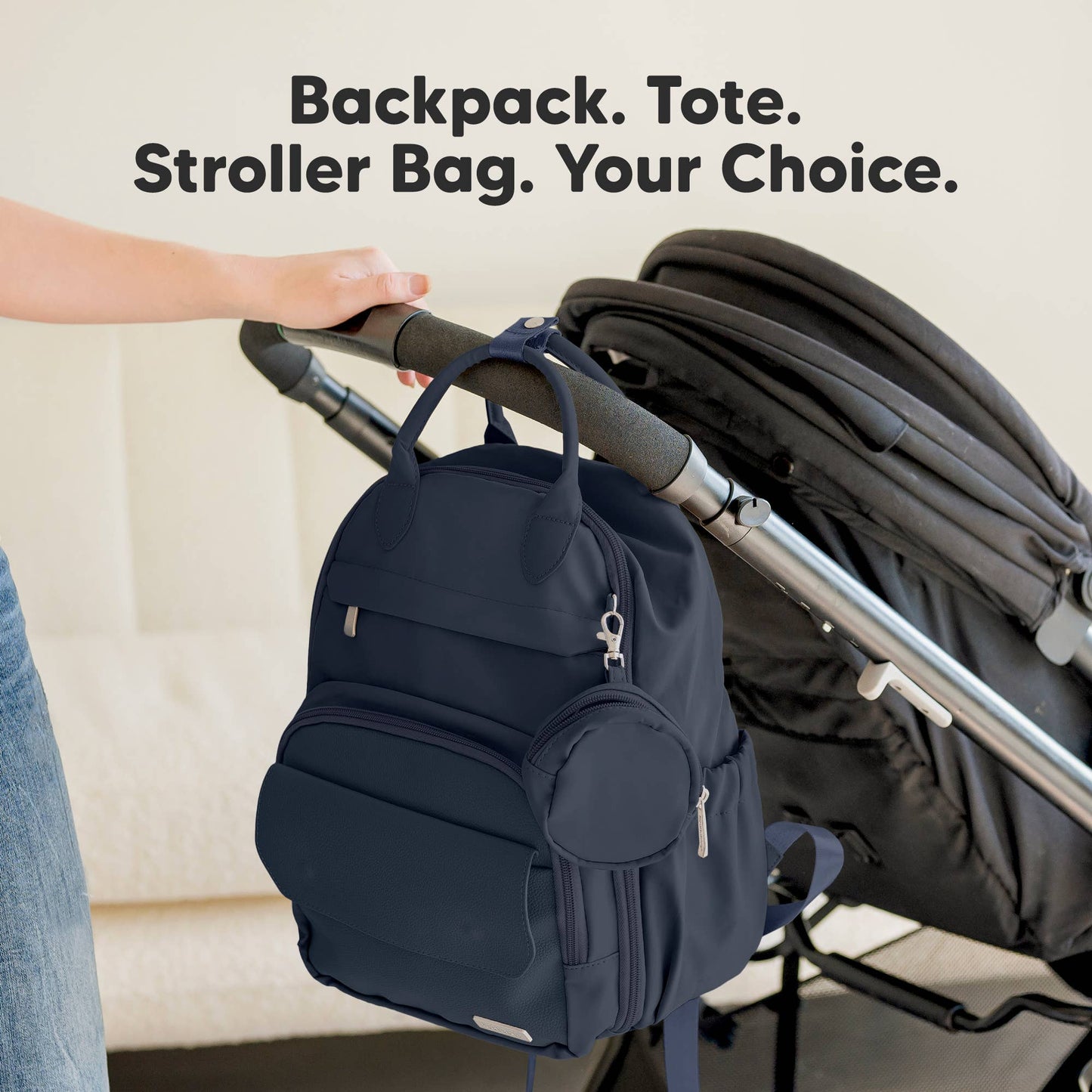 Play Diaper Bag Backpack, Baby Bag with Changing Pad: Navy Blue