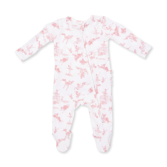 Ballet Toile 2 Way Ruffle Back Zipper Footie
