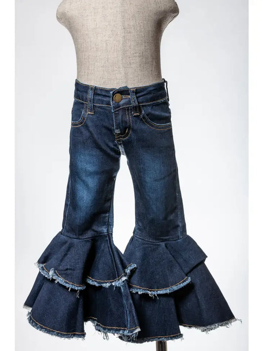 Double Ruffle Bell Bottom Jeans